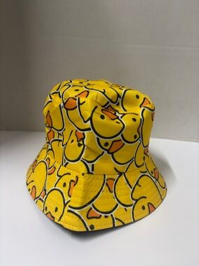 Yellow Duck Print Reversable Bucket Hat
